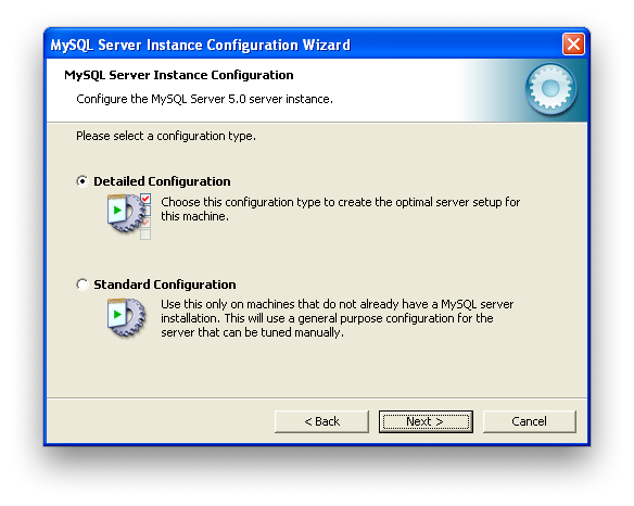 MySQL Server Instance Configuration
            Wizard: Configuration Type